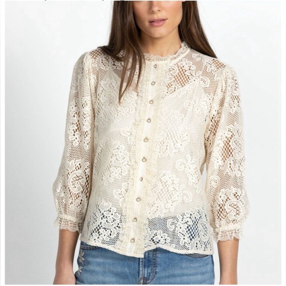 Johnny Was Cream Beige Betty Blouse Size XLarge, NWT